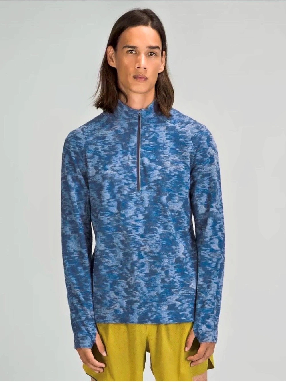 lululemon Surge Warm Half-Zip Men's Blue Abstract Pullover Size Medium